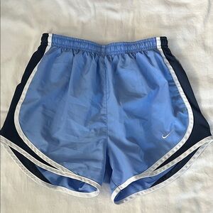Nike Women's Light Blue and Black Athletic Shorts